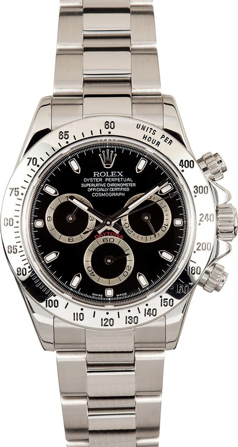 rolex daytona stainless steel pre owned|rolex daytona steel black.